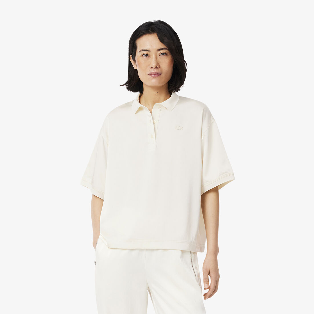 Oversized Silky Fluid Polo Shirt