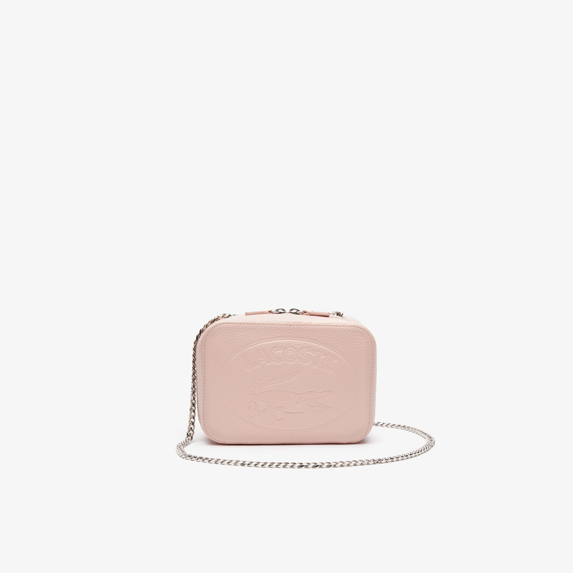 Lacoste women's croco crew grained leather zip shoulder bag online