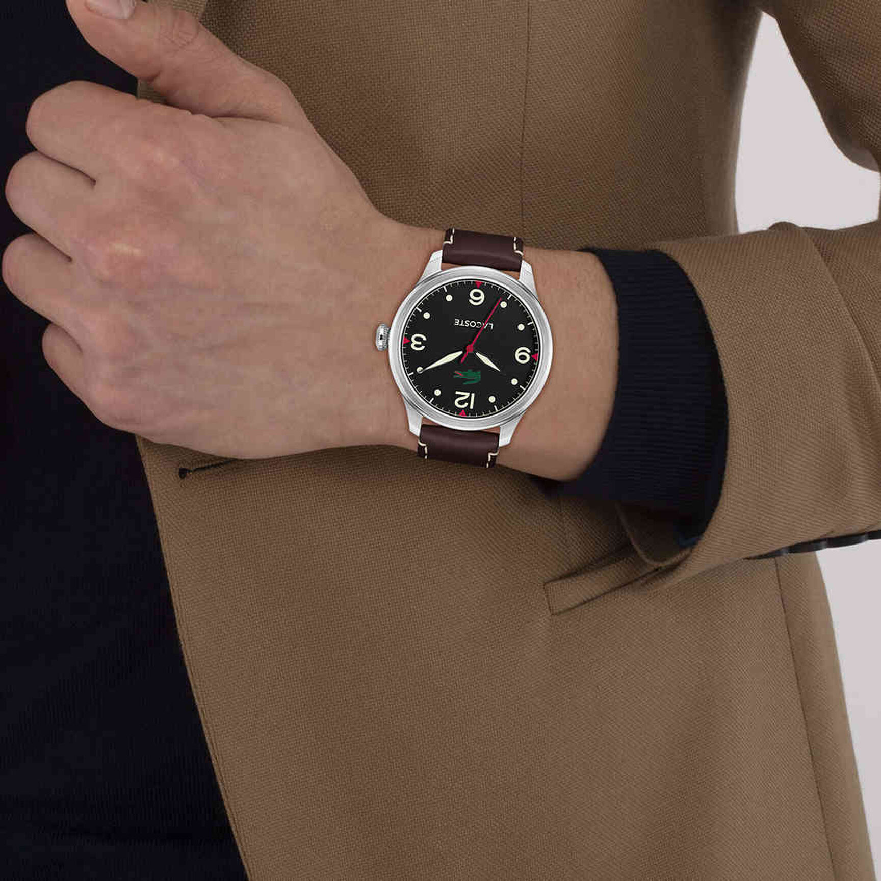 Men Leather 3 Hand Quartz Watch