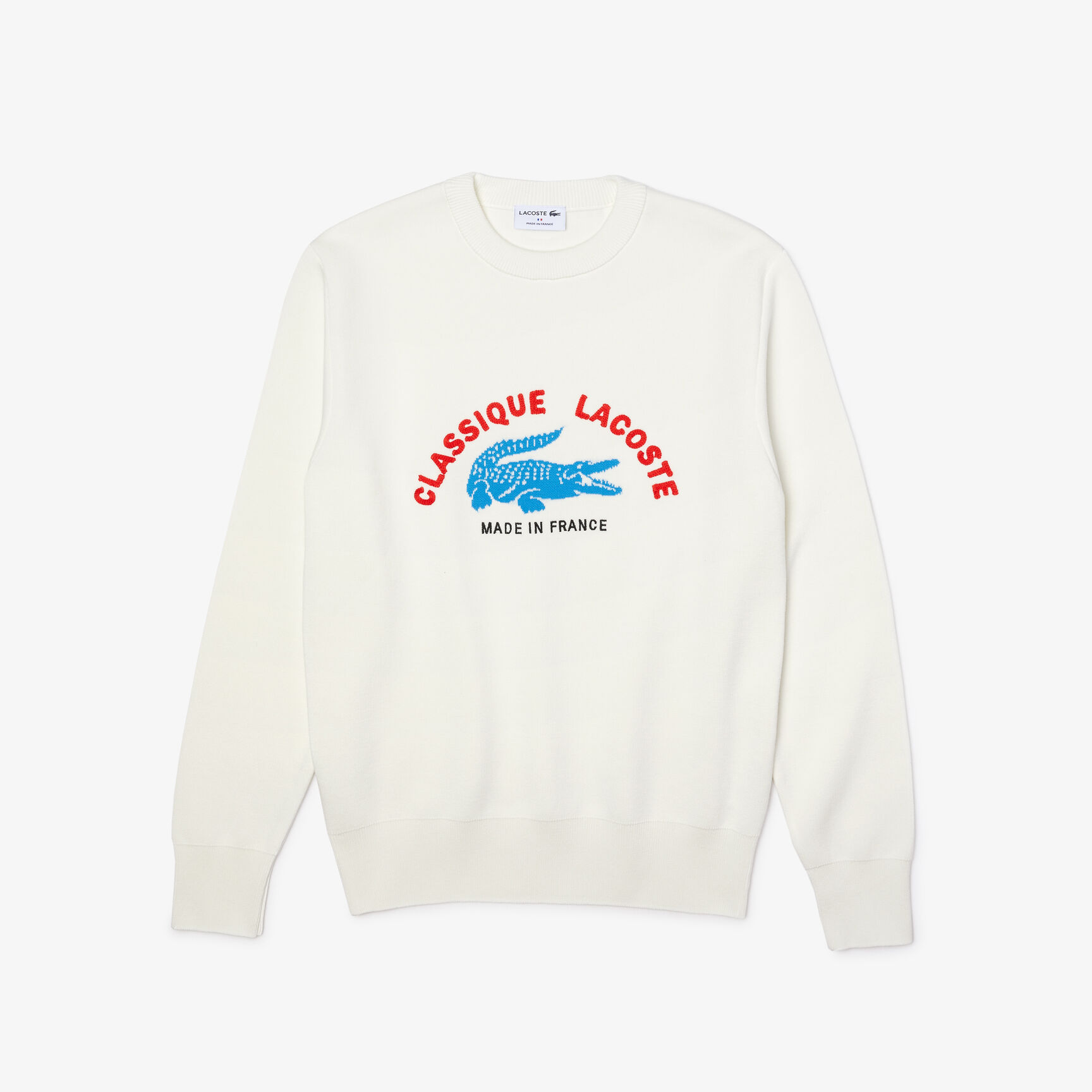 Men’s Made In France Crew Neck Embroidered Stretch Cotton Sweater Men’s Made In France Crew Neck Embroidered Stretch Cotton Sweater
