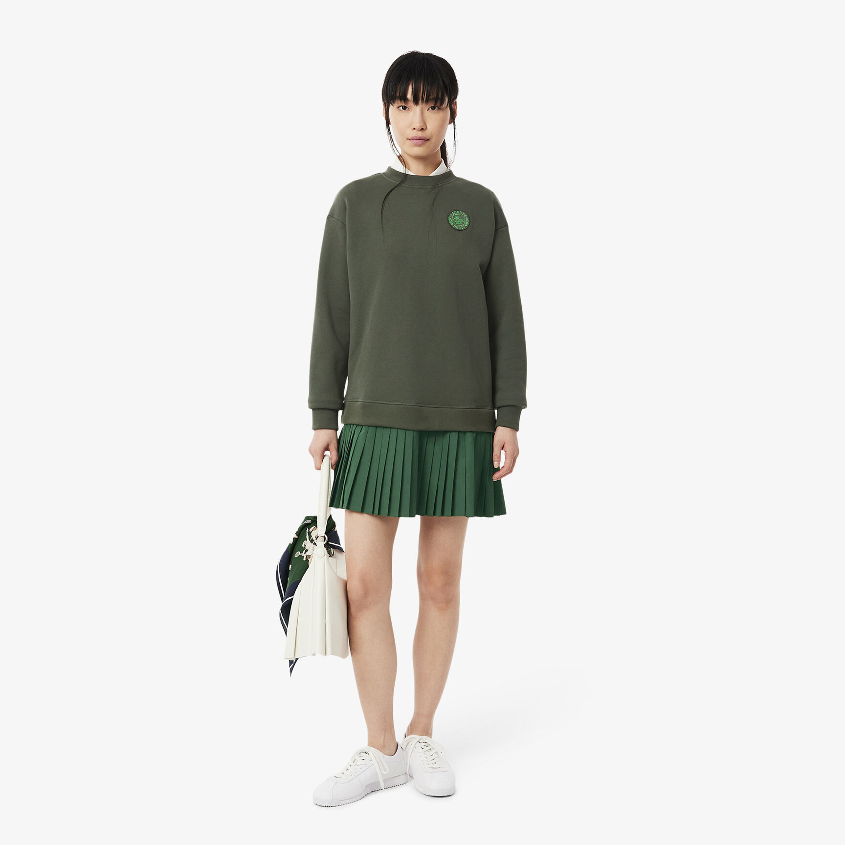 Blended Fabric Pleated Sweatshirt Dress