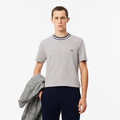 Stretch Pique Stripe Collar T-shirt
