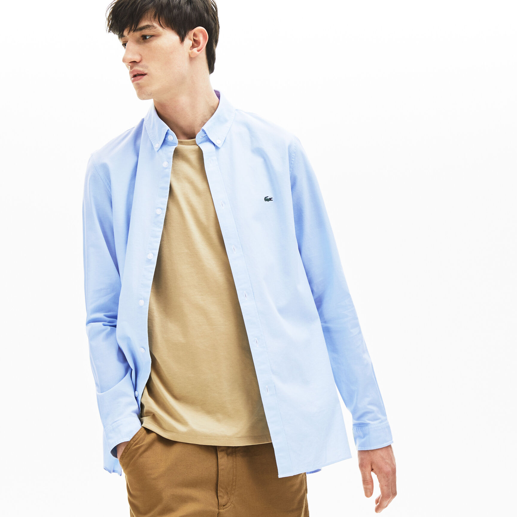 قميص للرجال ذو قصة ضيقة من قطن أوكسفورد المرن