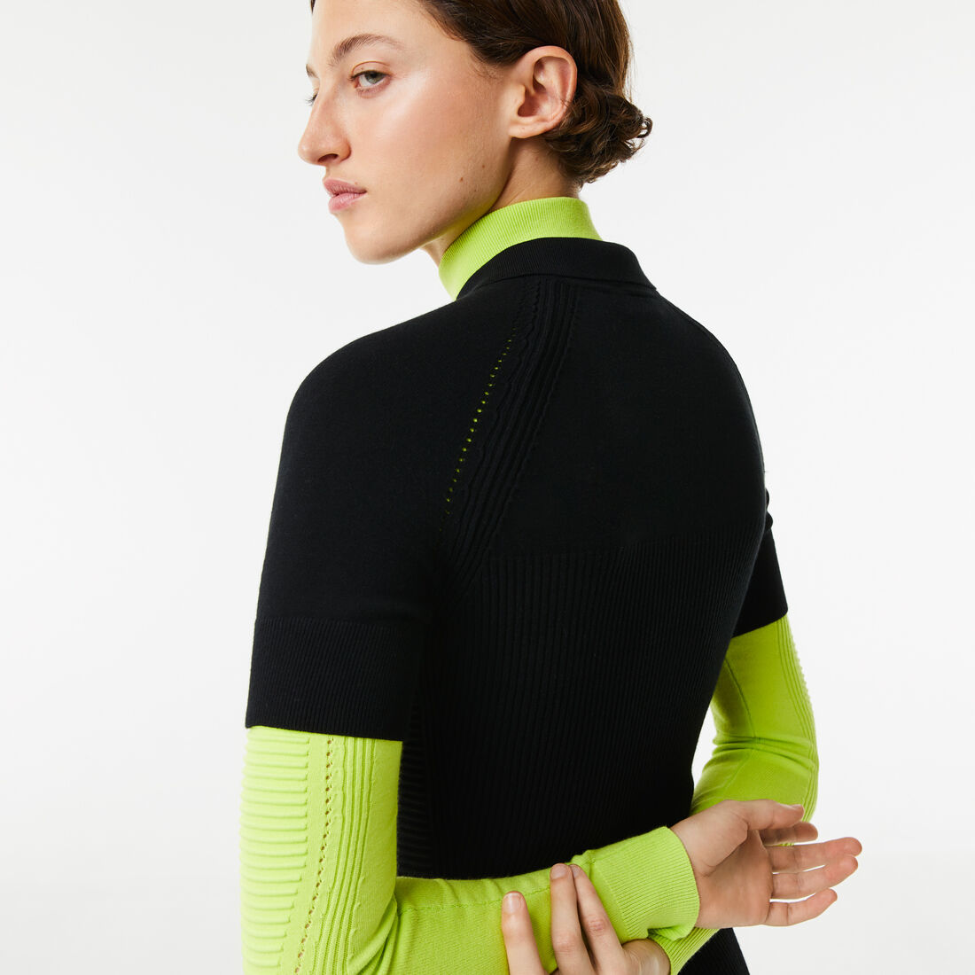 فستان لاكوست بسحّاب أمامي وتفاصيل منسوجة للنساء فستان لاكوست بسحّاب أمامي وتفاصيل منسوجة للنساء