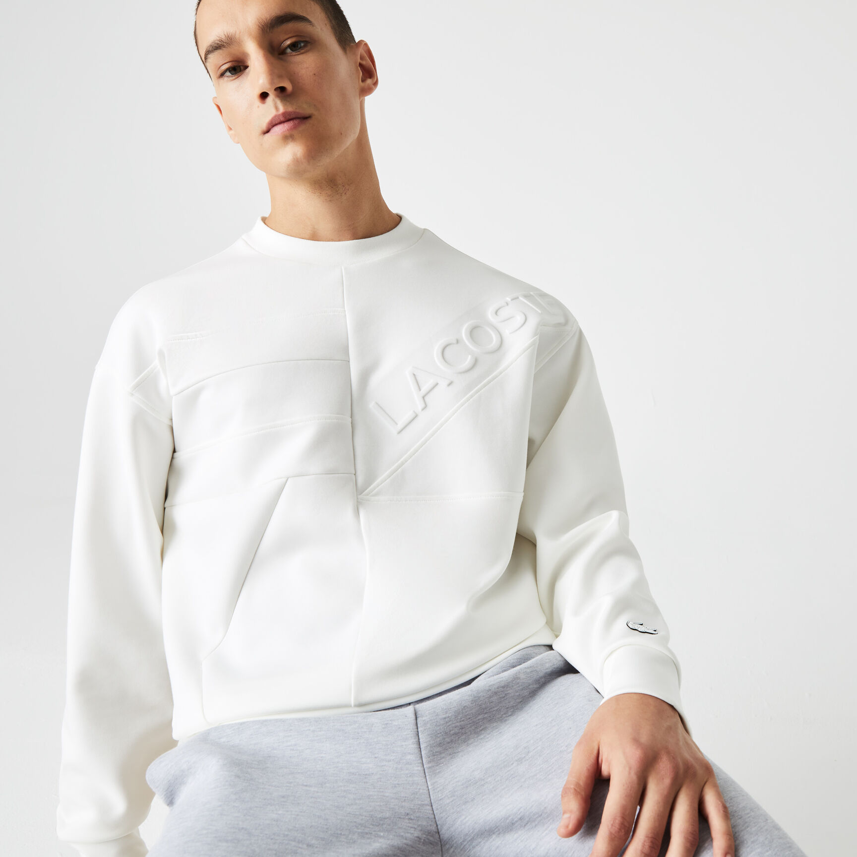 Men's Lacoste Loose Fit Patchwork Effect Sweatshirt