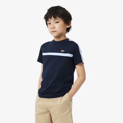 lacoste cotton colour block t shirt