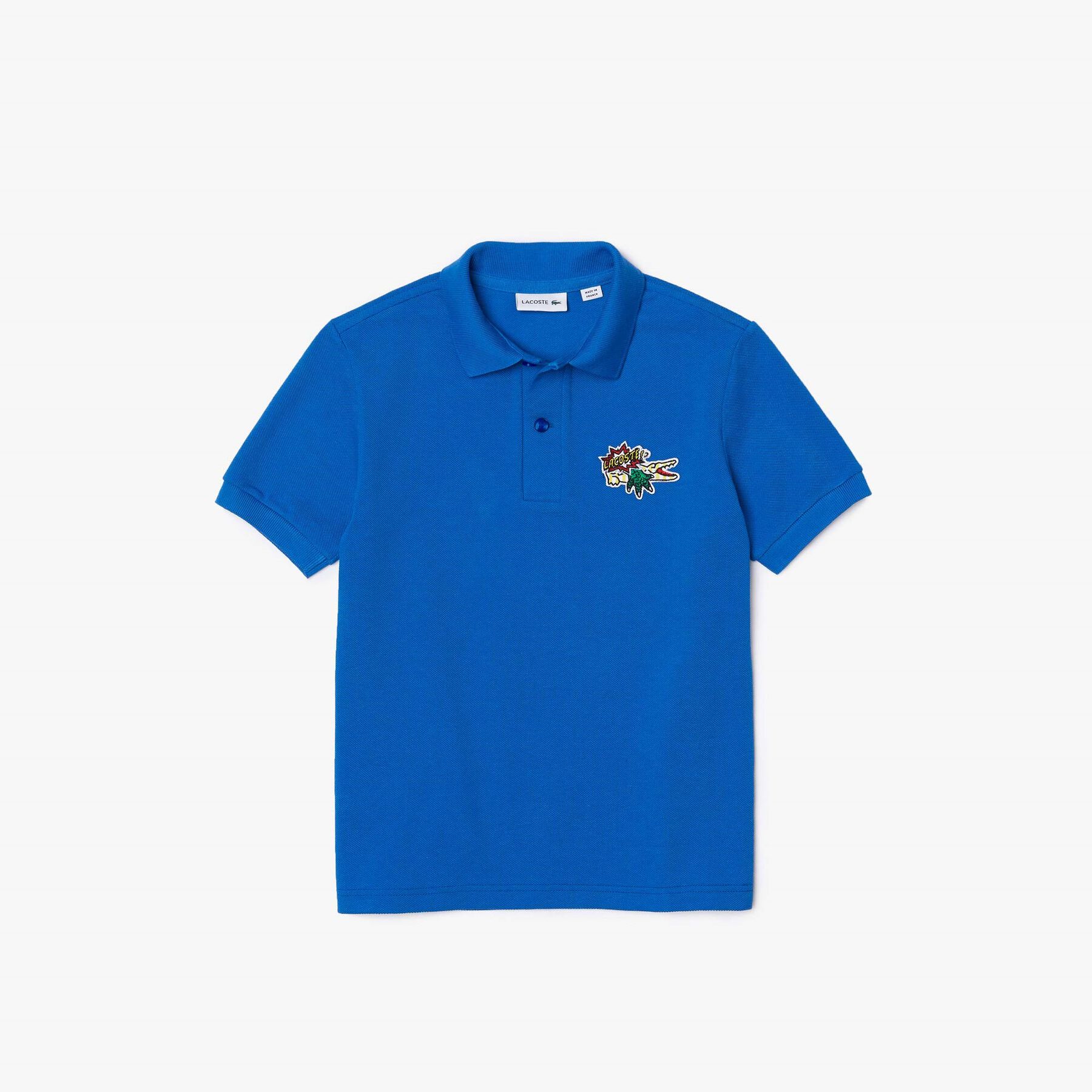 lacoste kids  holiday badge organic cotton piqu  polo