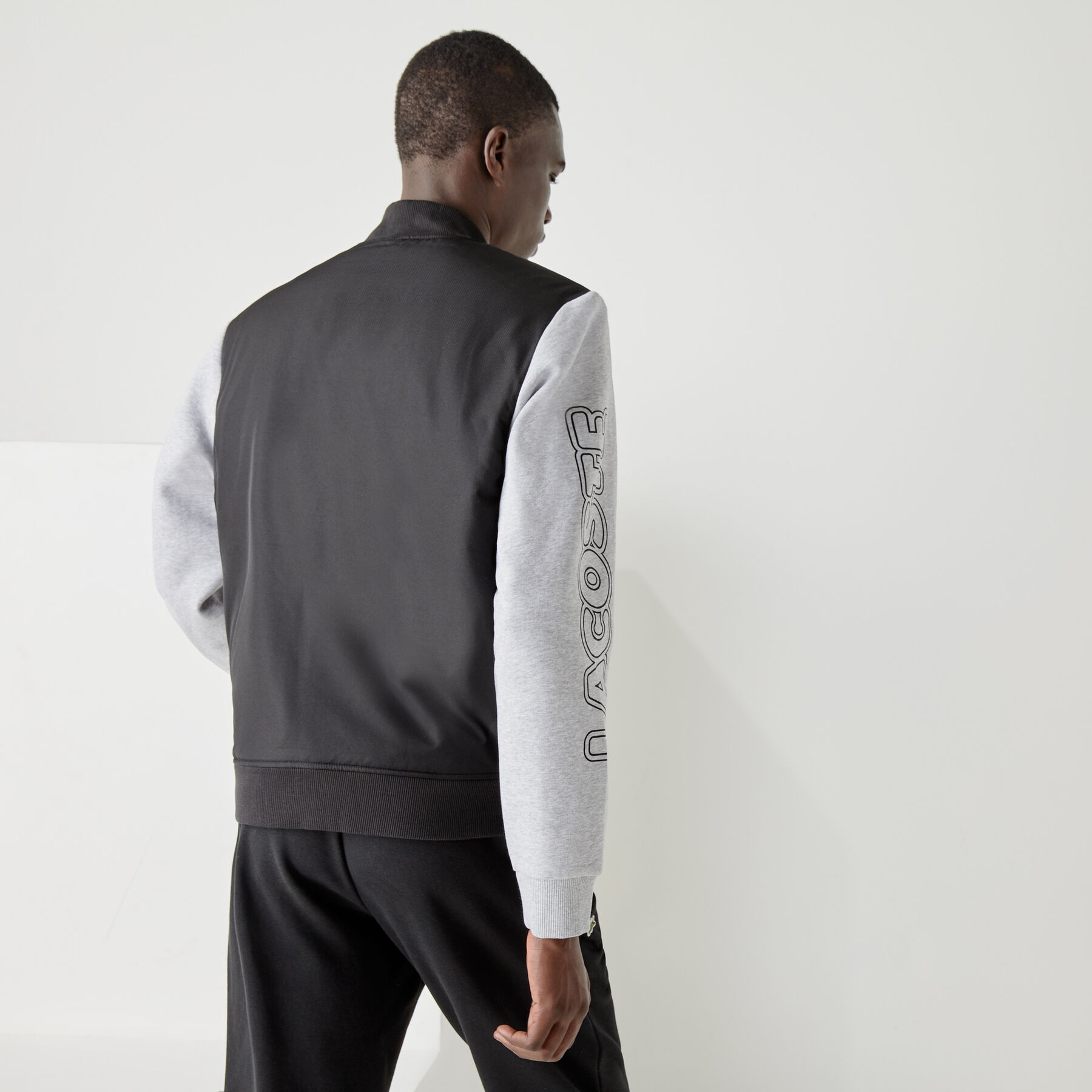 men s lacoste sport two tone print fleece zip teddy jacket