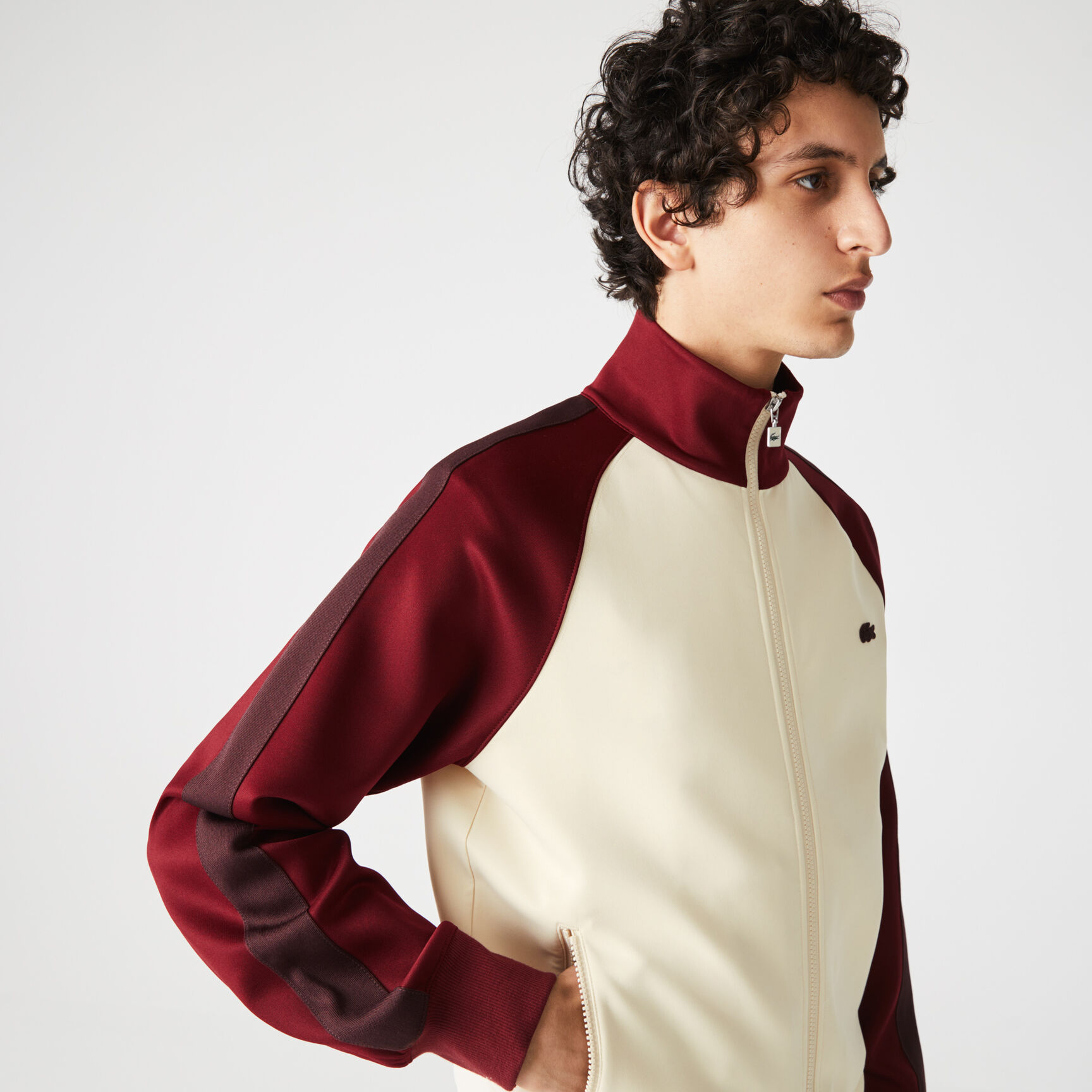 Men's Colorblock Zippered High Neck Cotton Blend Sweatshirt Men's Colorblock Zippered High Neck Cotton Blend Sweatshirt