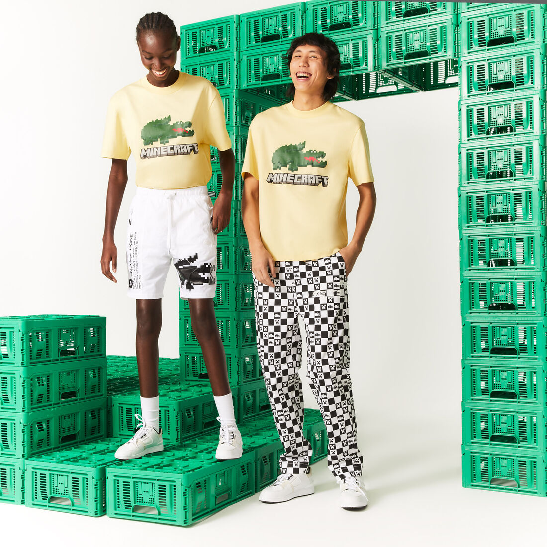 تيشيرت مطبوع قطن عضوي للجنسين مجموعة Lacoste x Minecraft تيشيرت مطبوع قطن عضوي للجنسين مجموعة Lacoste x Minecraft