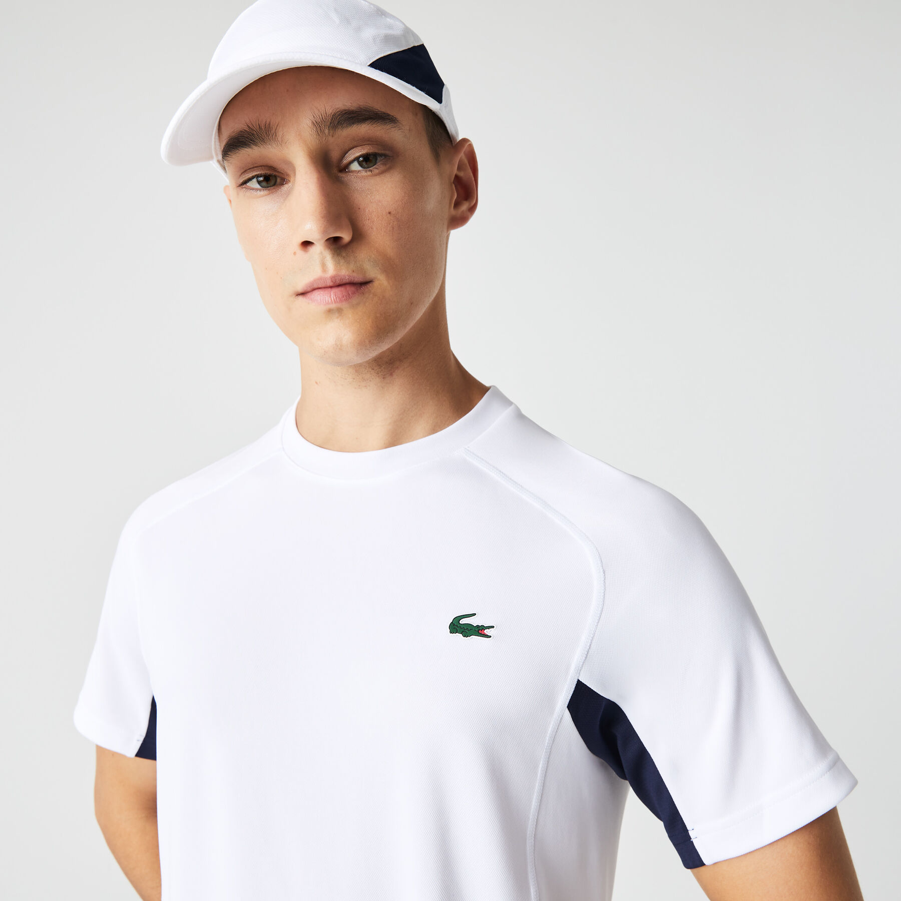 men s lacoste sport color block ultra dry piqu  tennis t shirt