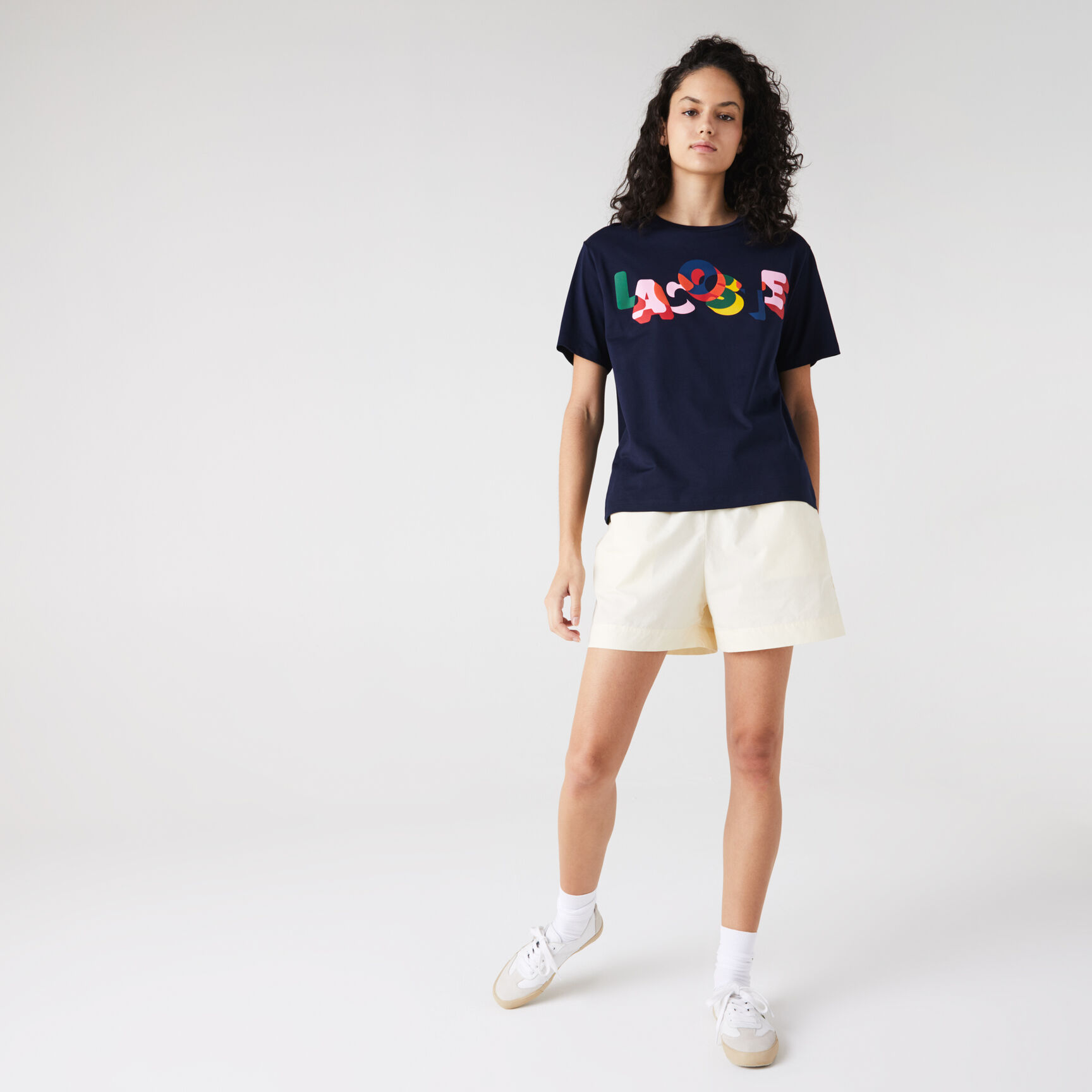 Women's Crew Neck Lacoste Print Soft Cotton T-shirt Women's Crew Neck Lacoste Print Soft Cotton T-shirt