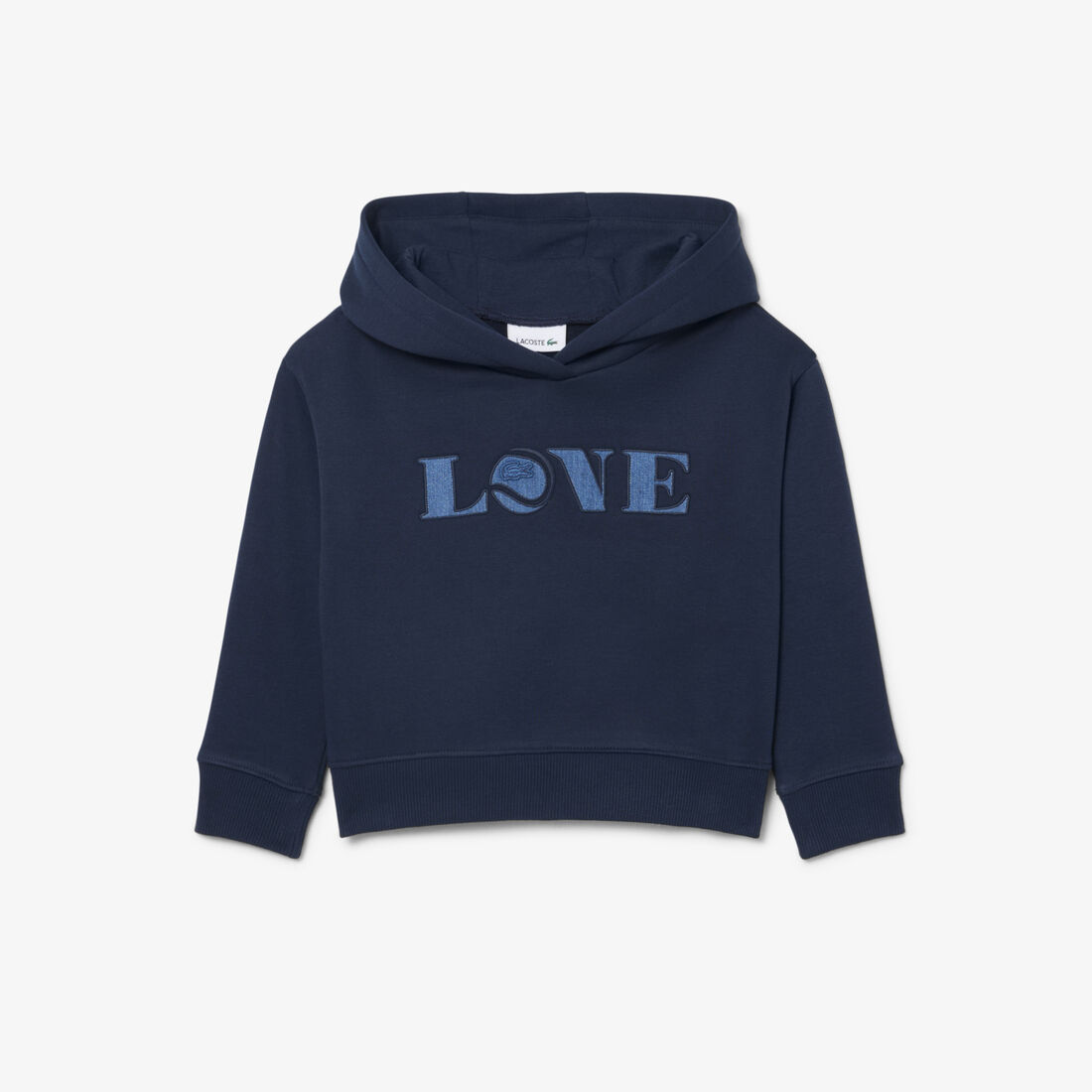 lacoste patch accent fleece badge hoodie