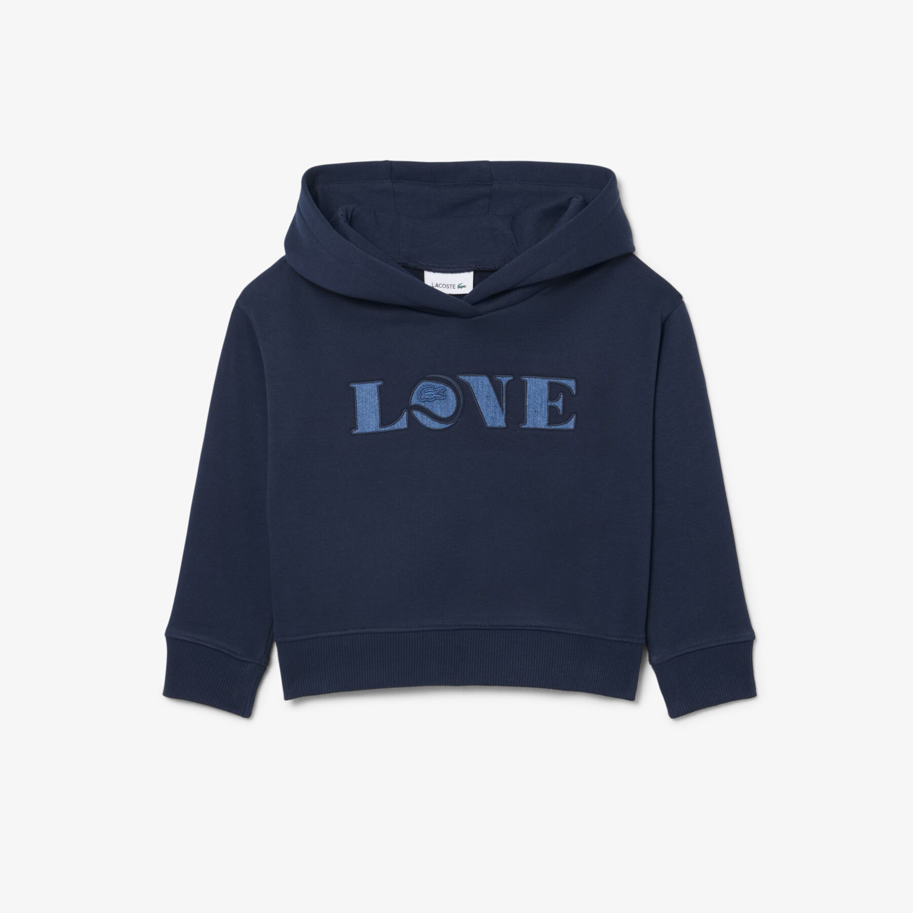 lacoste patch accent fleece badge hoodie