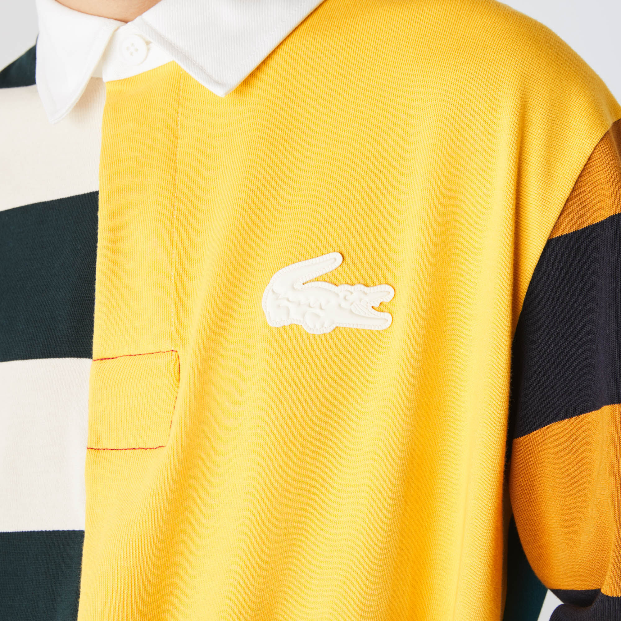 Men’s Lacoste LIVE Loose Fit Colourblock Cotton Rugby Style Polo Shirt Men’s Lacoste LIVE Loose Fit Colourblock Cotton Rugby Style Polo Shirt