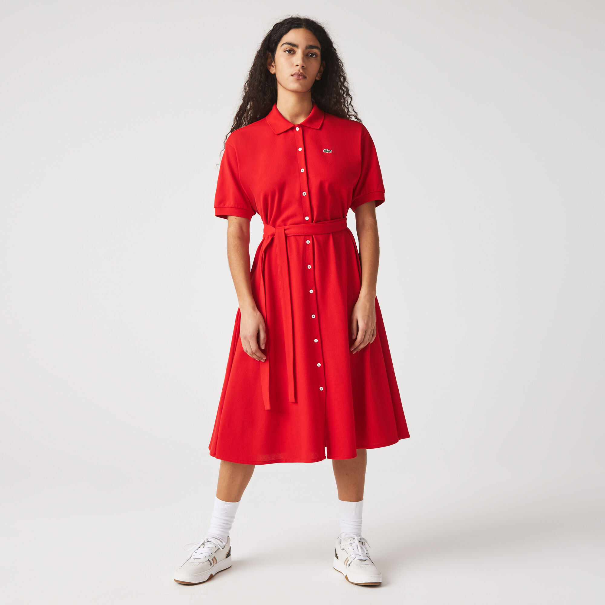Buy Women s Cotton Pique Belted Polo Dress Lacoste QA