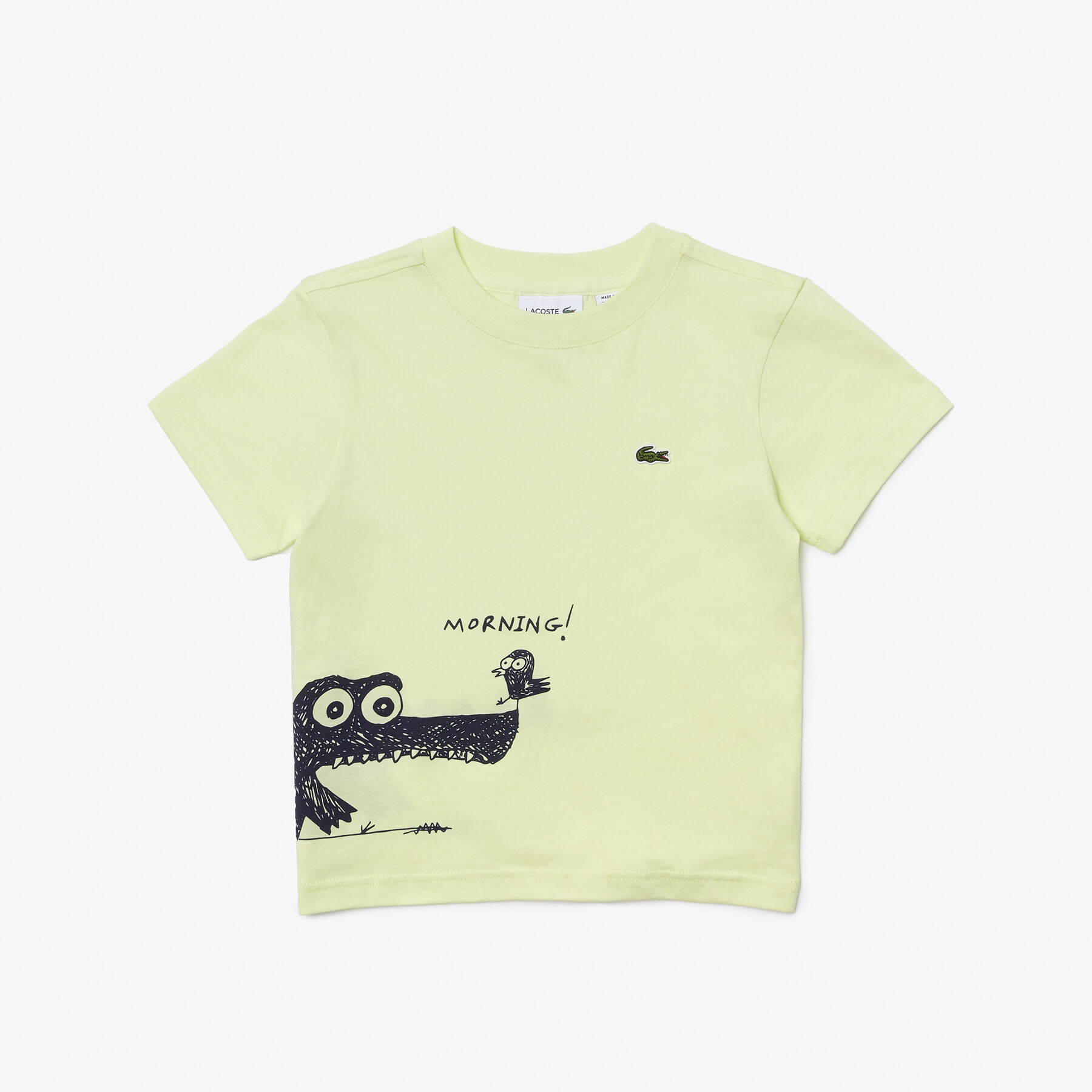 kids  lacoste crocodile print cotton jersey t shirt