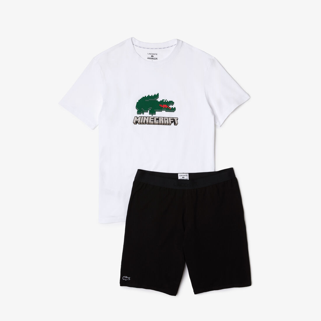 طقم بيجاما شورت قطن عضوي مطاطي مجموعة Lacoste x Minecraft للرجال طقم بيجاما شورت قطن عضوي مطاطي مجموعة Lacoste x Minecraft للرجال