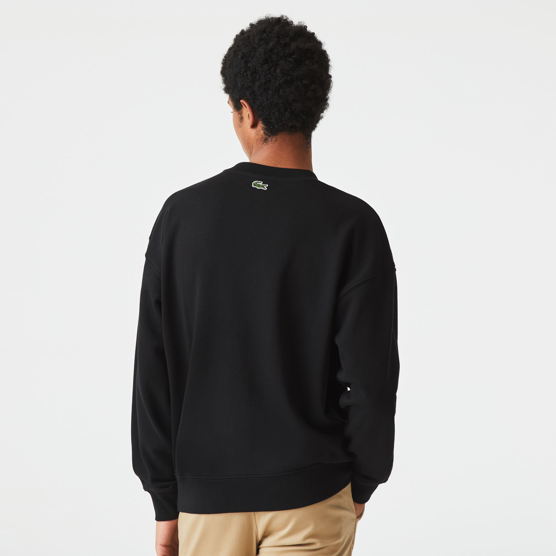 lacoste men s loose fit branded monogram print sweatshirt