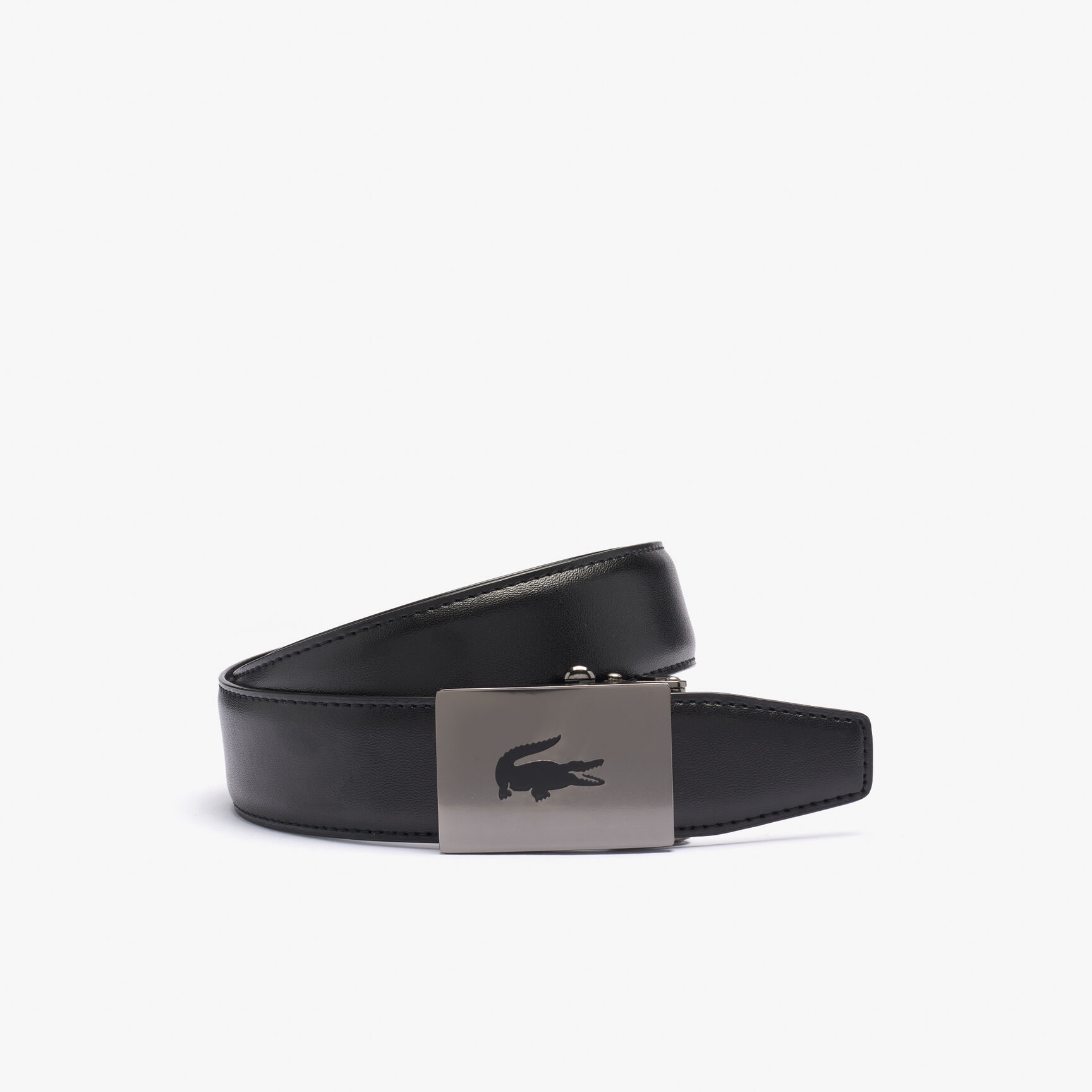 Men's Lacoste Engraved Plate Buckle Leather Belt Men's Lacoste Engraved Plate Buckle Leather Belt