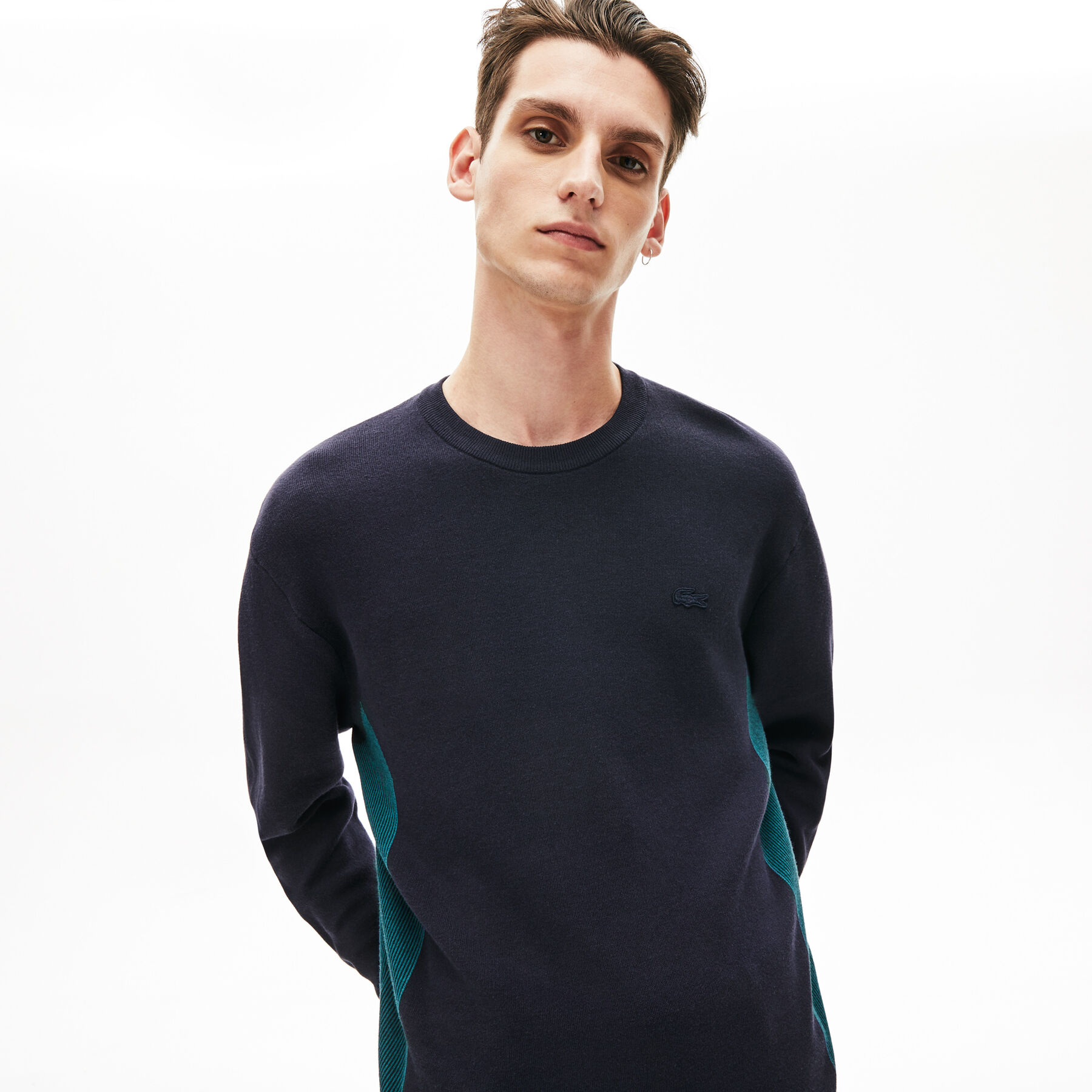 Men's Contrast Effects Knit Sweater lacoste men s contrast effects knit sweater