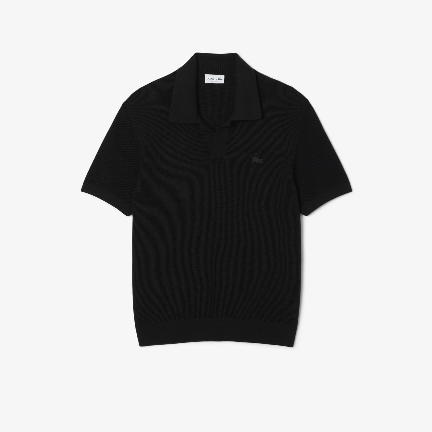 Cotton Blend Open Polo Collar Sweater