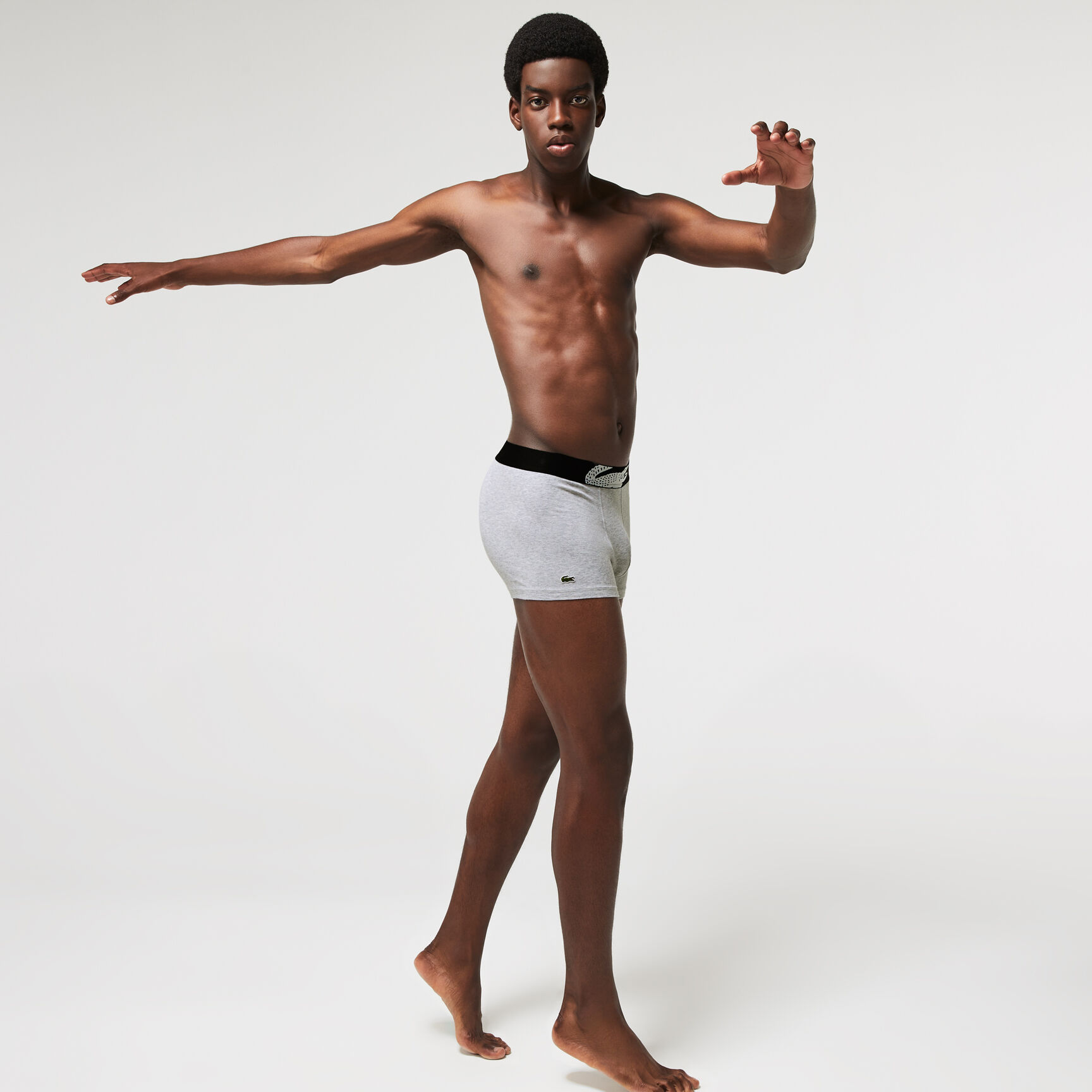 طقم بوكسر قطن مطاطي بشعار تمساح كبير على الخصر للرجال، 3 قطع طقم بوكسر قطن مطاطي بشعار تمساح كبير على الخصر للرجال، 3 قطع