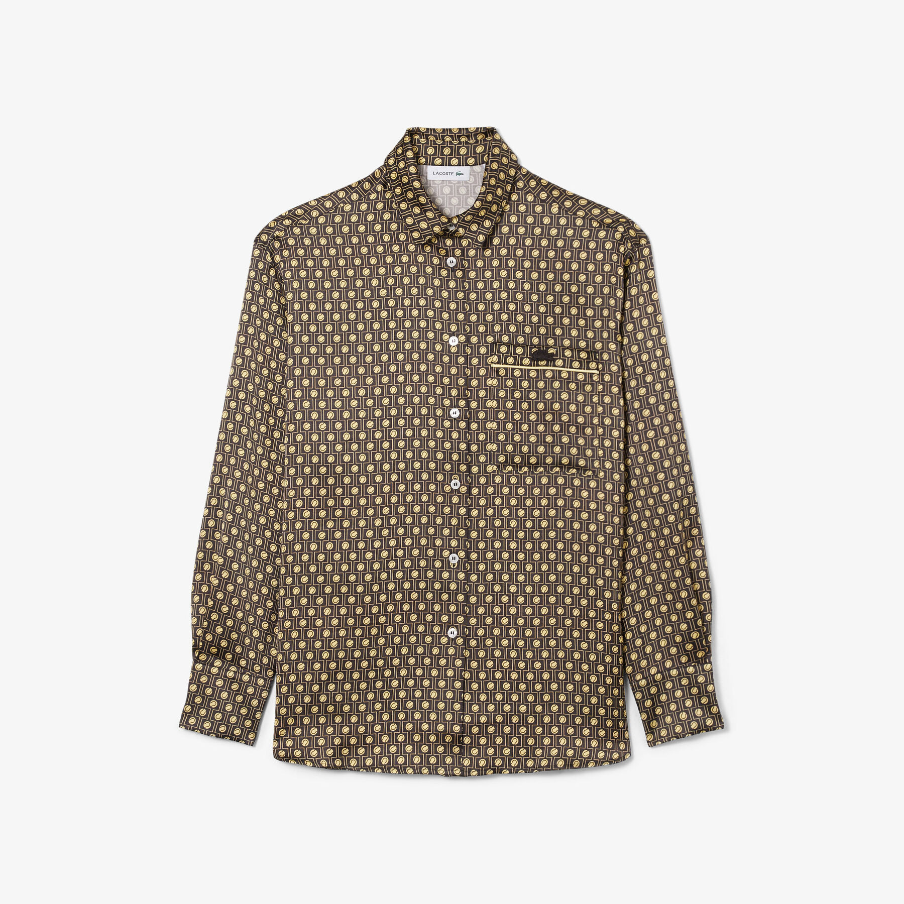 lacoste oversized printed satin shirt