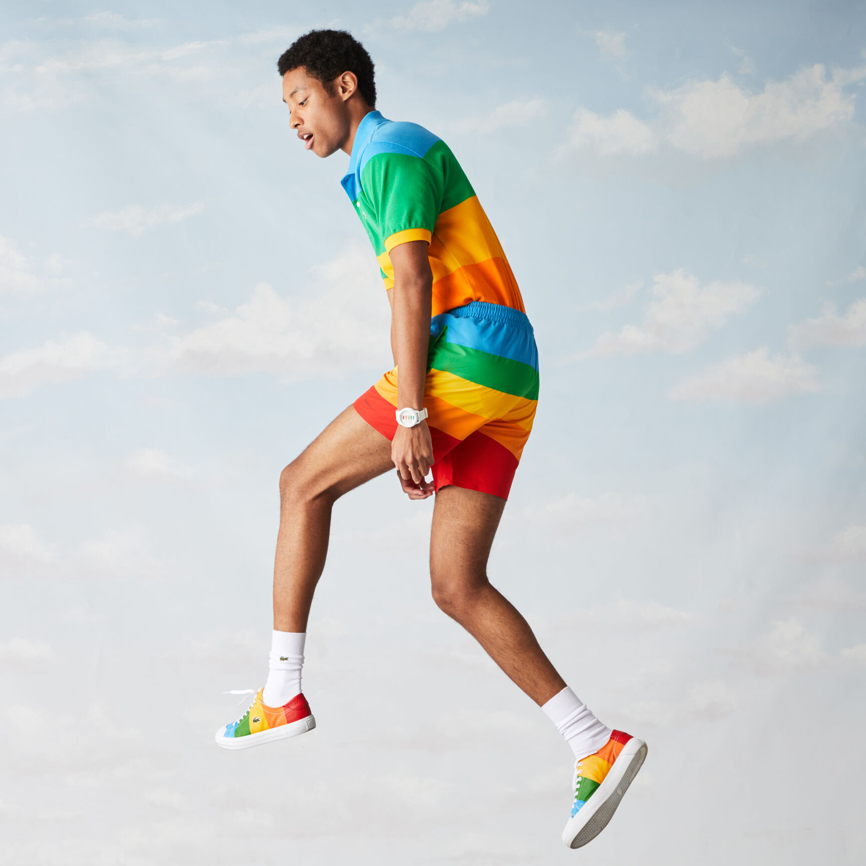 Men’s Polaroid Collaboration Color Striped Swimming Trunks Men’s Polaroid Collaboration Color Striped Swimming Trunks