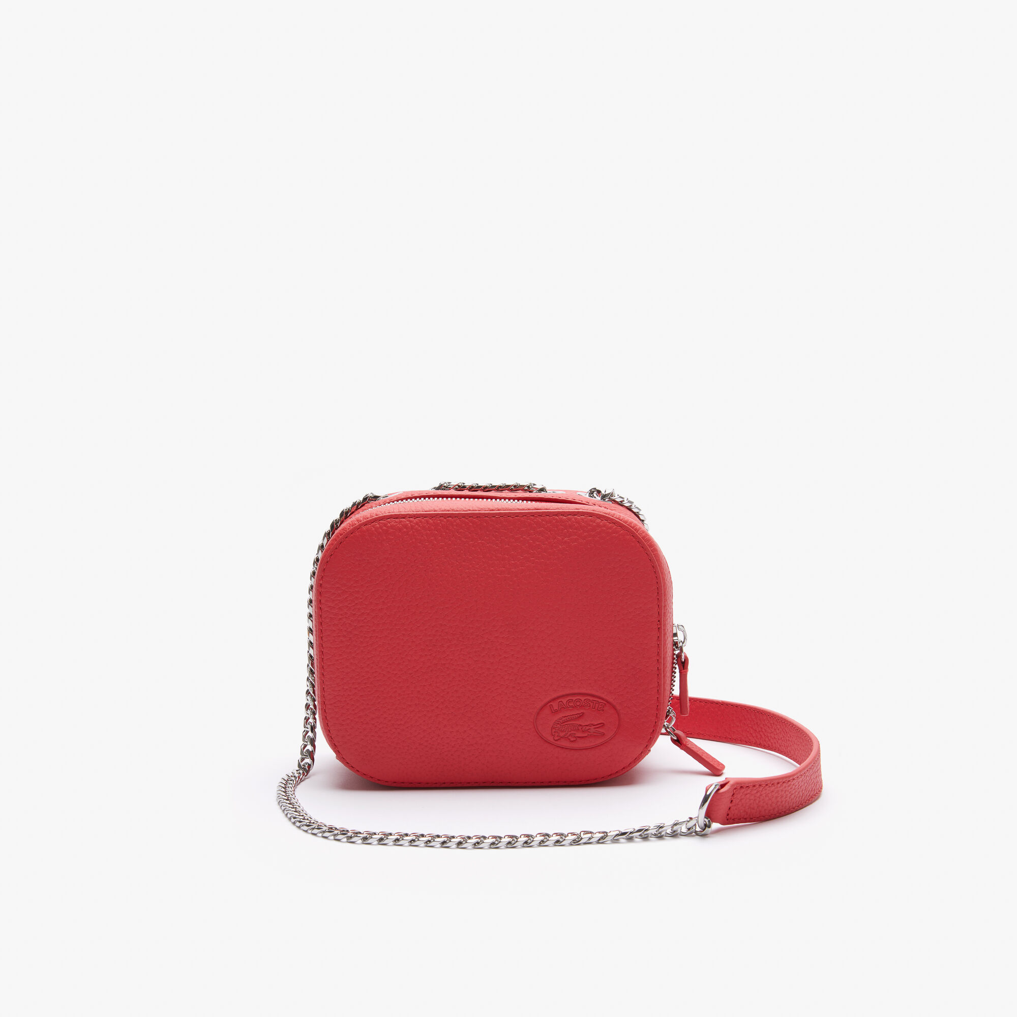 Lacoste women's croco crew grained leather best sale zip shoulder bag