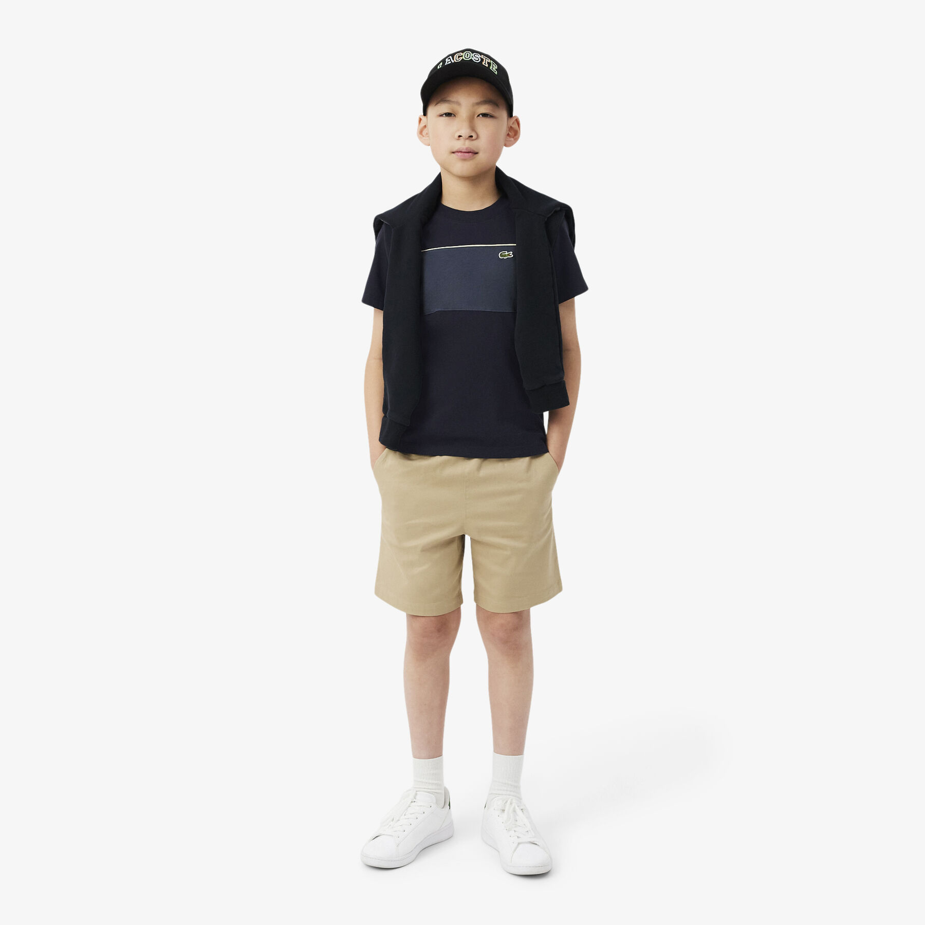 lacoste cotton colour block t shirt
