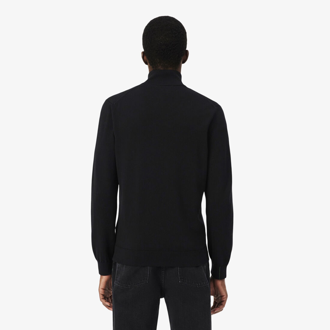 Zipped High Neck Cotton Sweater