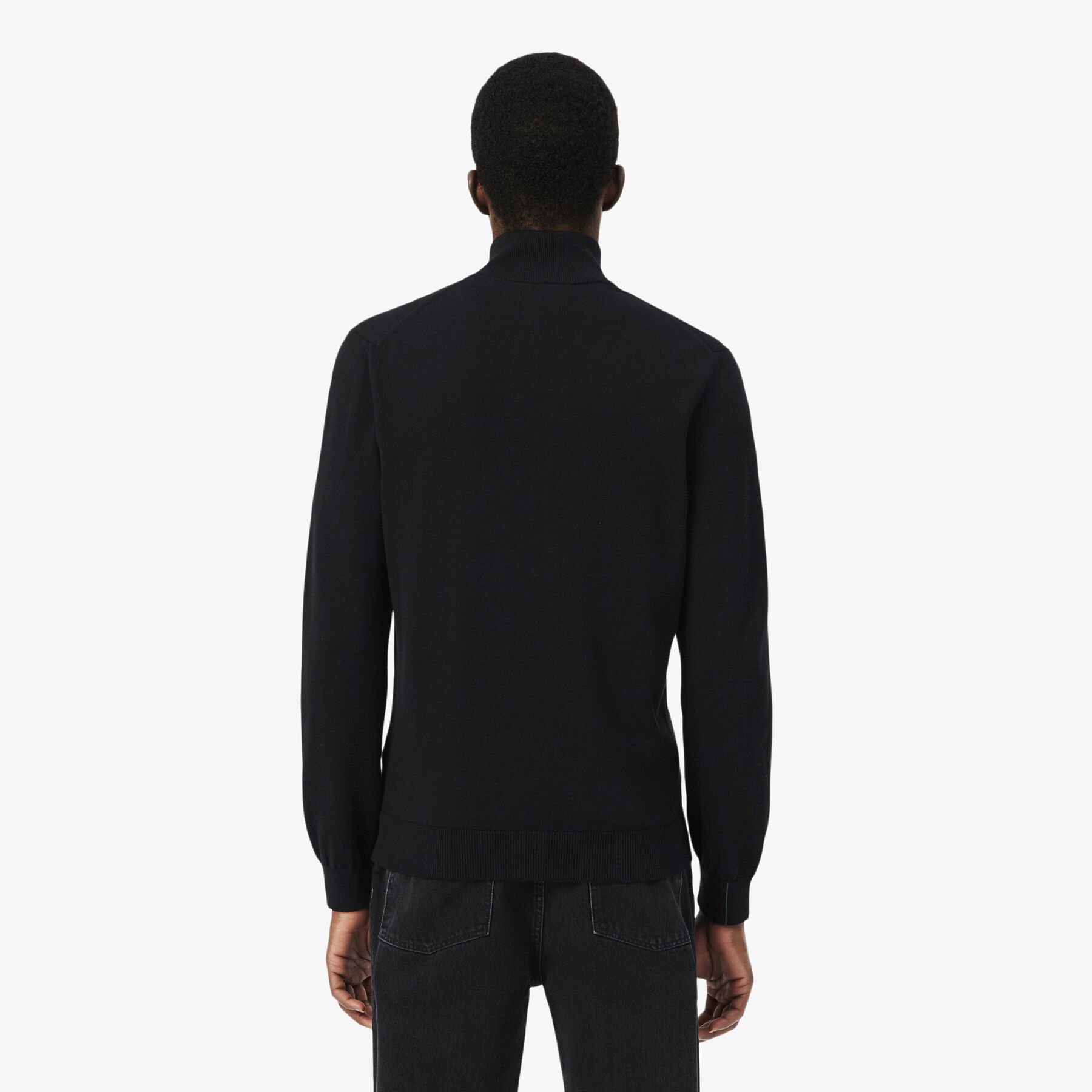 Zipped High Neck Cotton Sweater