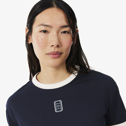 lacoste embroidered badge jersey t shirt