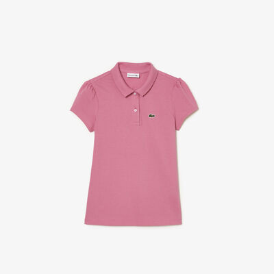 Girls' Lacoste Scalloped Collar Mini Pique Polo Shirt