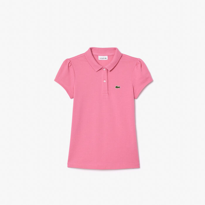 Girls' Lacoste Scalloped Collar Mini Pique Polo Shirt