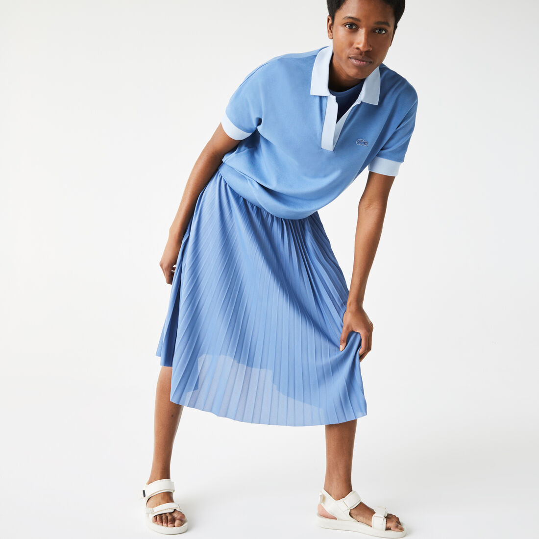 Women’s Lacoste Loose Fit Open Collar Flowing Piqué Polo Women’s Lacoste Loose Fit Open Collar Flowing Piqué Polo