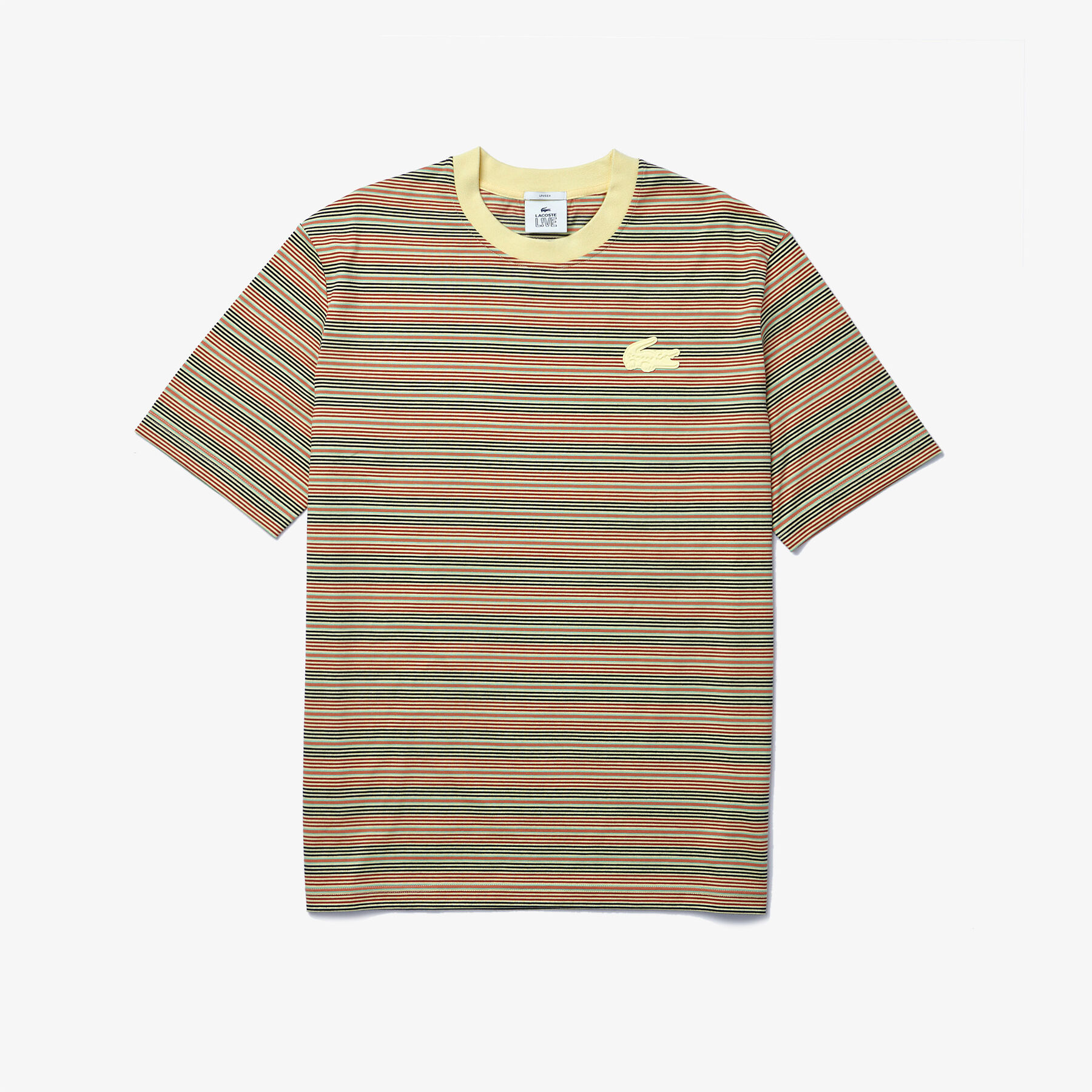 Unisex Lacoste LIVE Loose Fit Crew Neck Striped Cotton T-shirt unisex lacoste live loose fit crew neck striped cotton t shirt