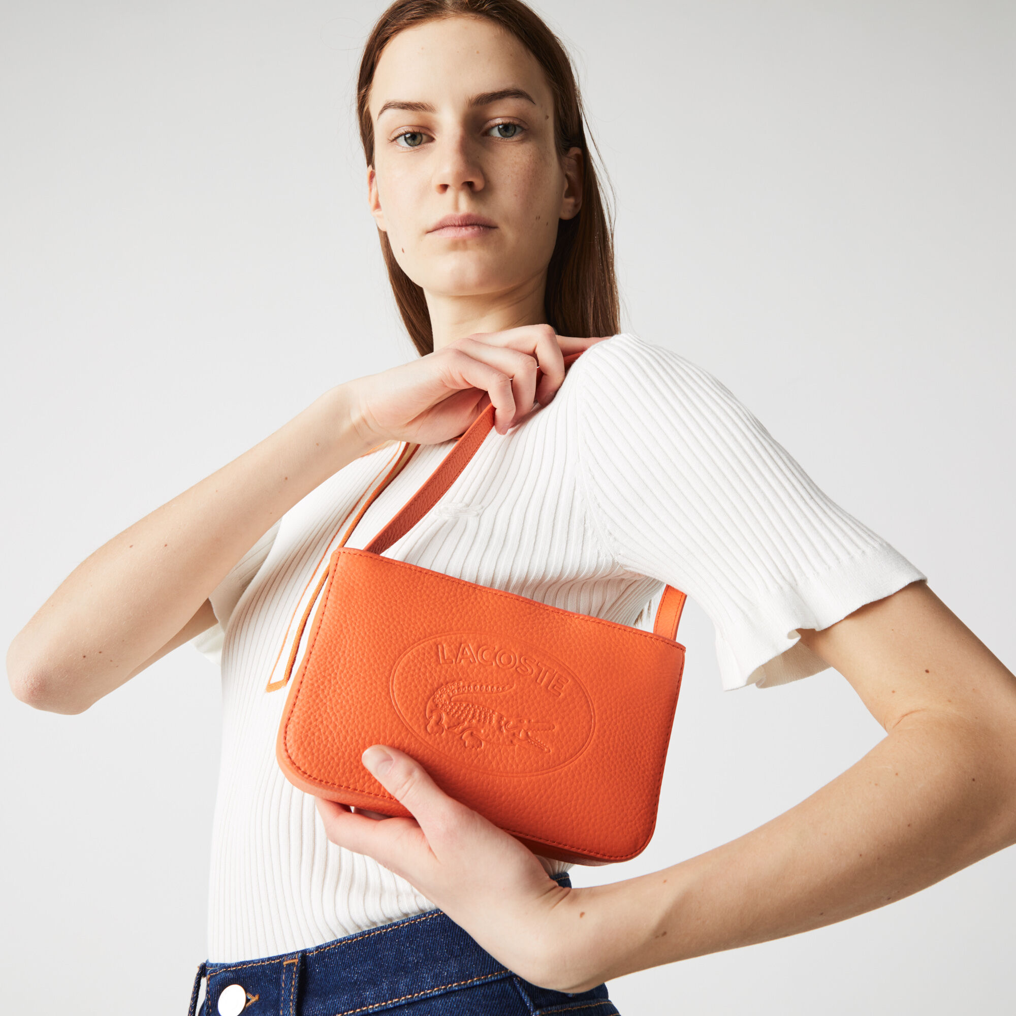 Buy Women s Croco Crew Grained Leather Crossover Bag Lacoste QA