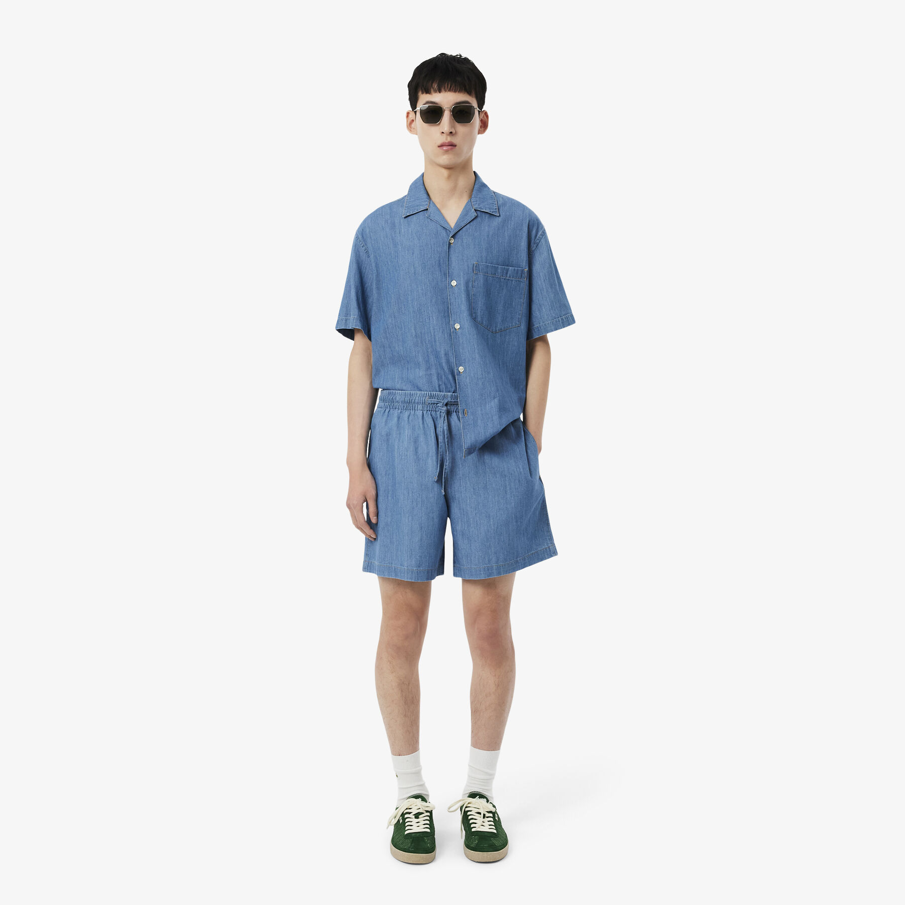 lacoste relaxed fit denim shorts