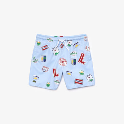 Boys’ Quick-dry Badge Print Swimming Trunks