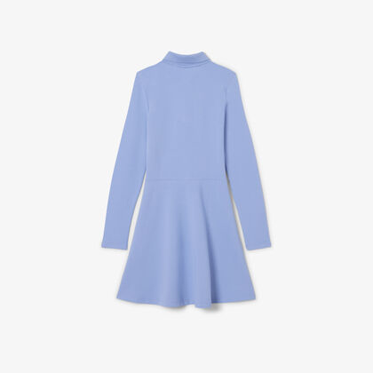 فستان بولو بيكيه مطاطي بأكمام طويلة