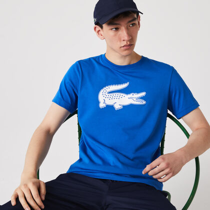 تيشيرت جيرسيه مسامي بطبعة تمساح بارزة للرجال مجموعة Lacoste Sport