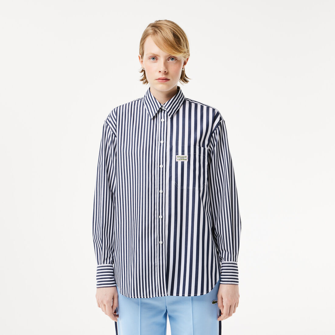 Lacoste x Bandier Striped Cotton Poplin Shirt