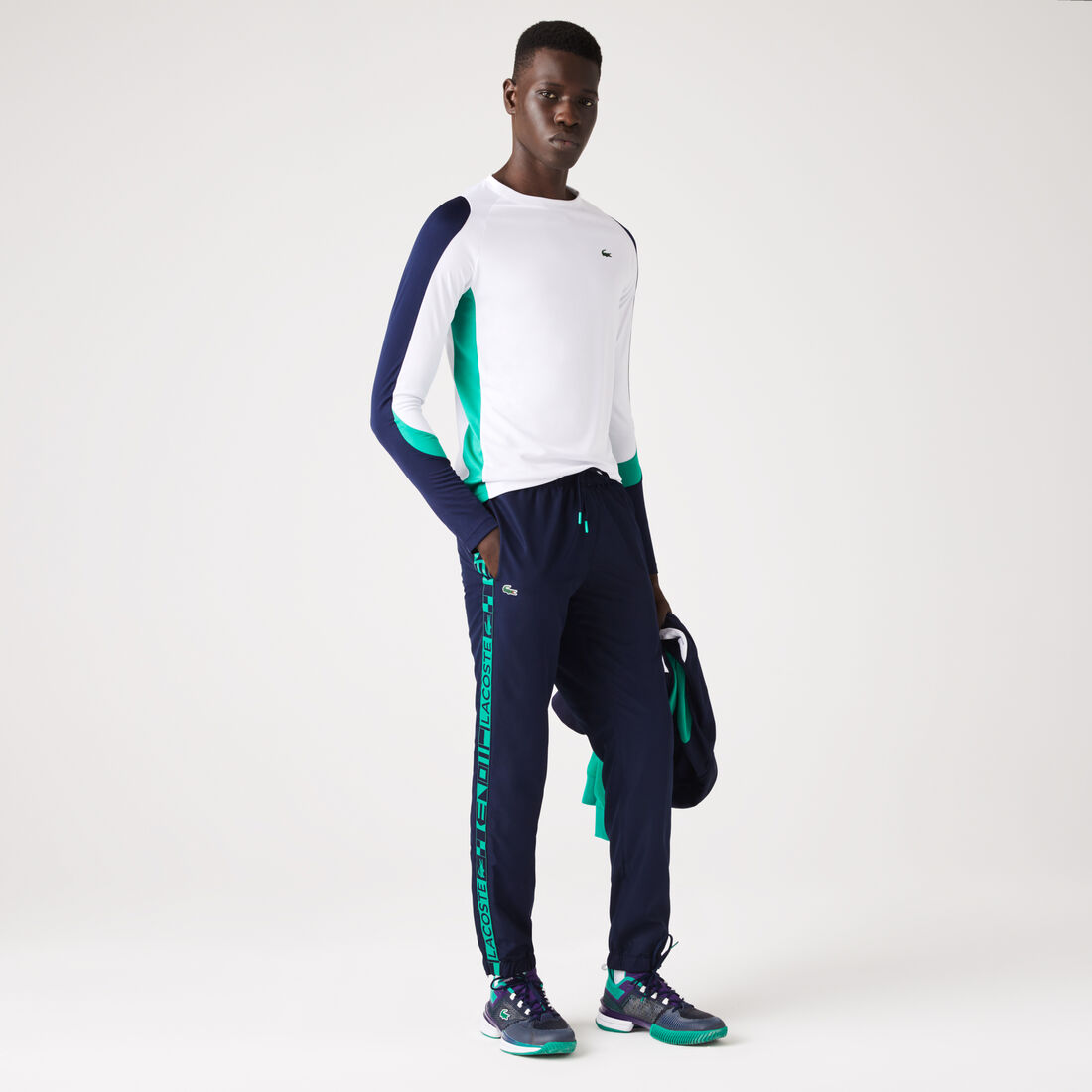 بنطال رياضي تنس بطبعات جانبية للرجال مجموعة Lacoste SPORT