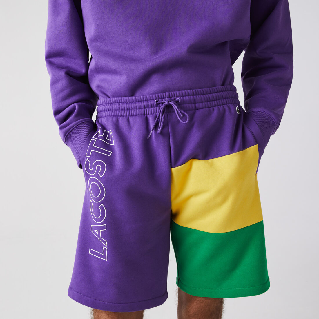 Men’s Lettered Colorblock Fleece Bermuda Shorts Men’s Lettered Colorblock Fleece Bermuda Shorts