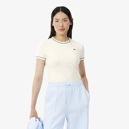 lacoste contrast trim jersey t shirt