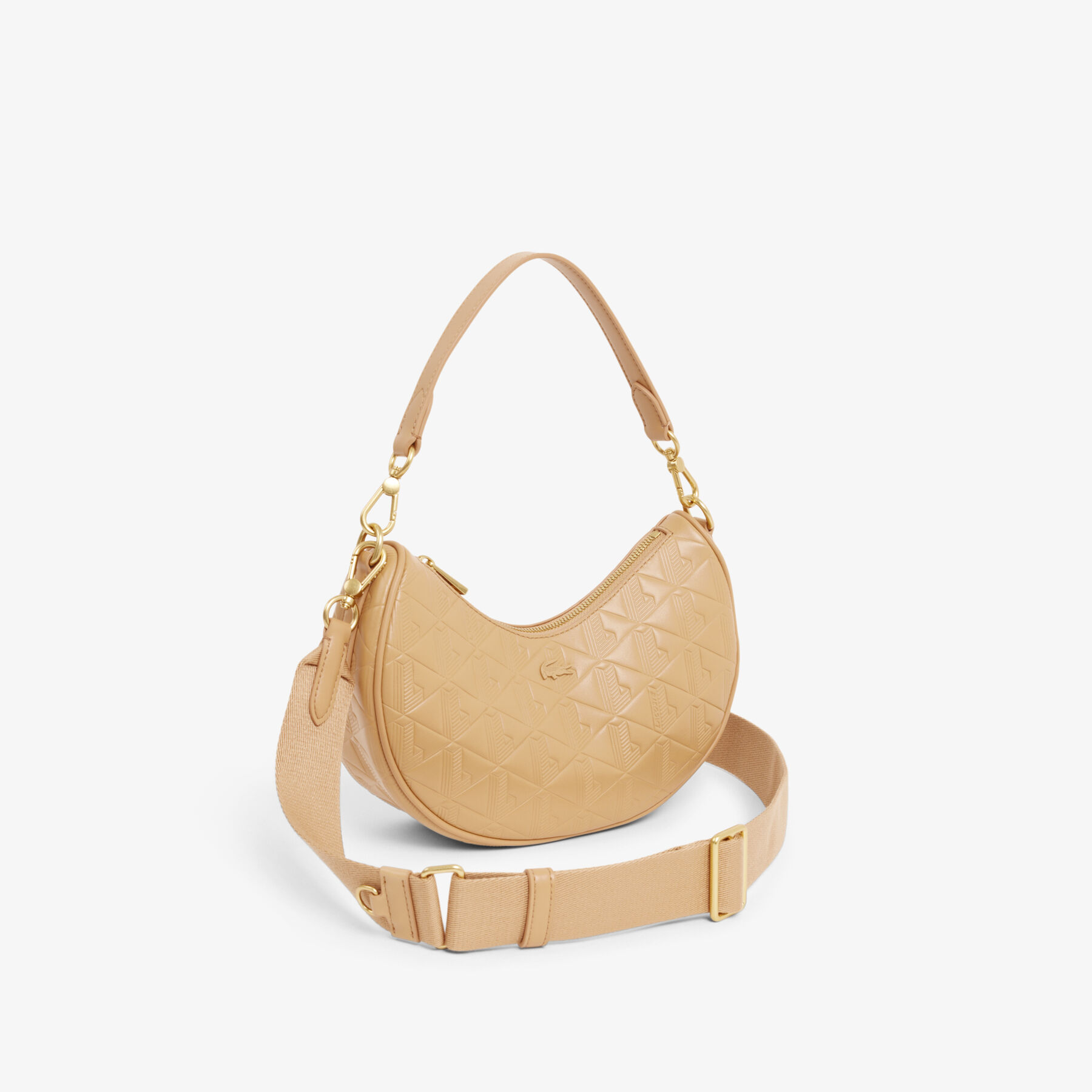 lacoste maheki embossed leather half moon purse