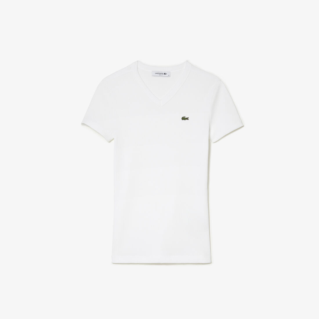 تيشيرت لاكوست قطن عضوي بقصة ضيقة وفتحة رقبة V للنساء تيشيرت لاكوست قطن عضوي بقصة ضيقة وفتحة رقبة V للنساء