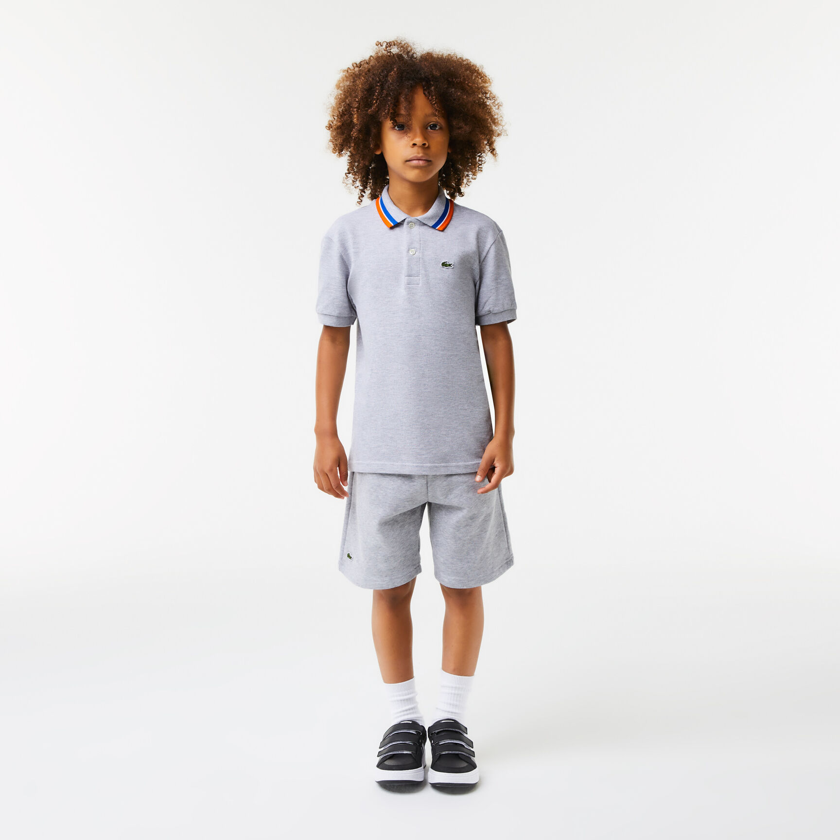 Boys' Lacoste Tricolour Collar Cotton Petit Pique Polo